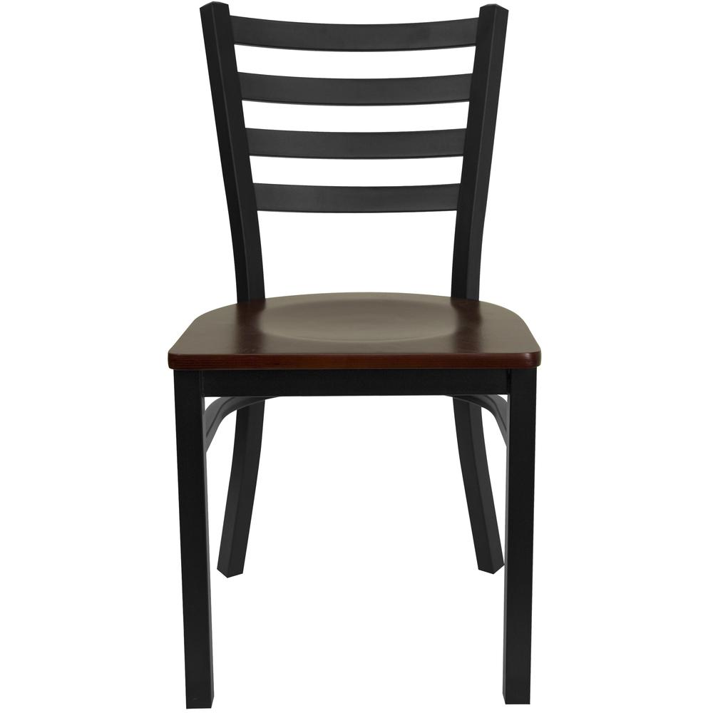 Hercules Series Black Ladder Back Metal Restaurant Chair - Mahogany Wood Seat By Flash Furniture | Dining Chairs | Modishstore - 4