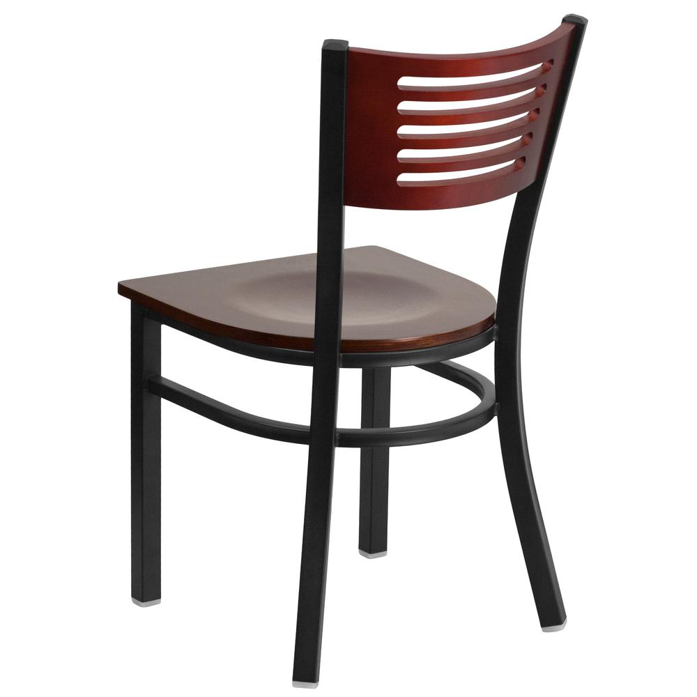 Hercules Series Black Slat Back Metal Restaurant Chair - Mahogany Wood Back & Seat By Flash Furniture | Dining Chairs | Modishstore - 3