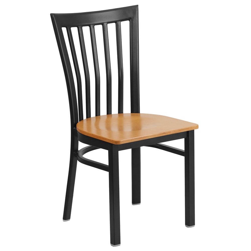 Hercules Series Black School House Back Metal Restaurant Chair - Natural Wood Seat By Flash Furniture | Dining Chairs | Modishstore - 1