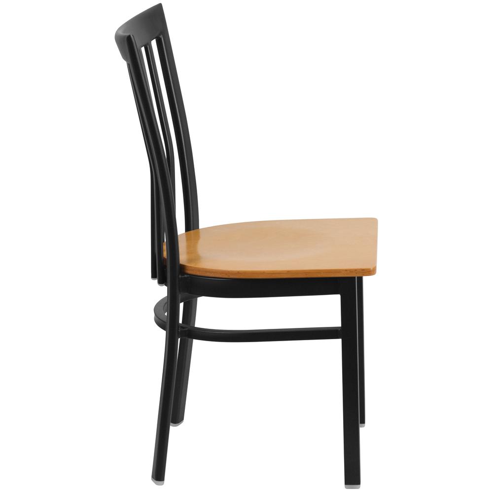 Hercules Series Black School House Back Metal Restaurant Chair - Natural Wood Seat By Flash Furniture | Dining Chairs | Modishstore - 2