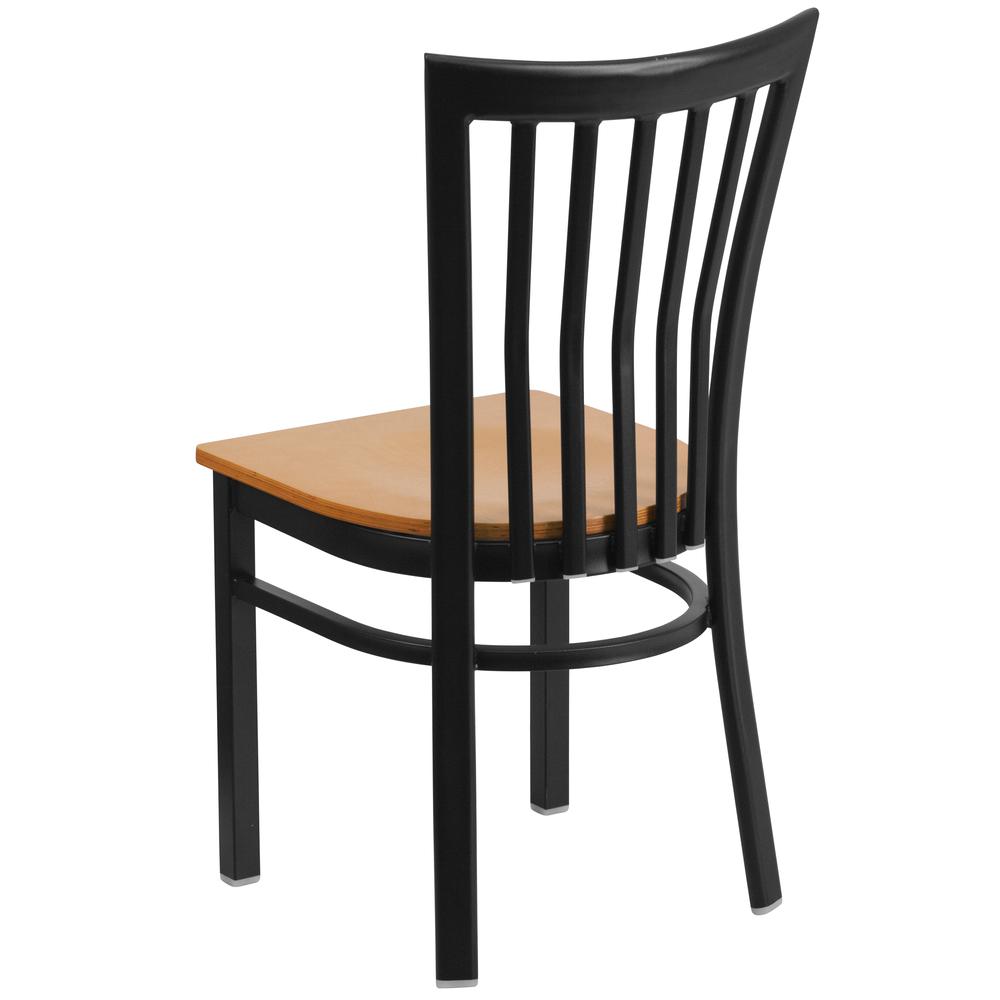 Hercules Series Black School House Back Metal Restaurant Chair - Natural Wood Seat By Flash Furniture | Dining Chairs | Modishstore - 3