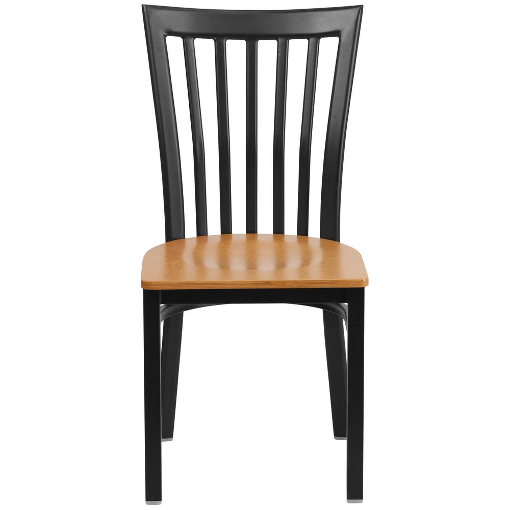 Hercules Series Black School House Back Metal Restaurant Chair - Natural Wood Seat By Flash Furniture | Dining Chairs | Modishstore - 4