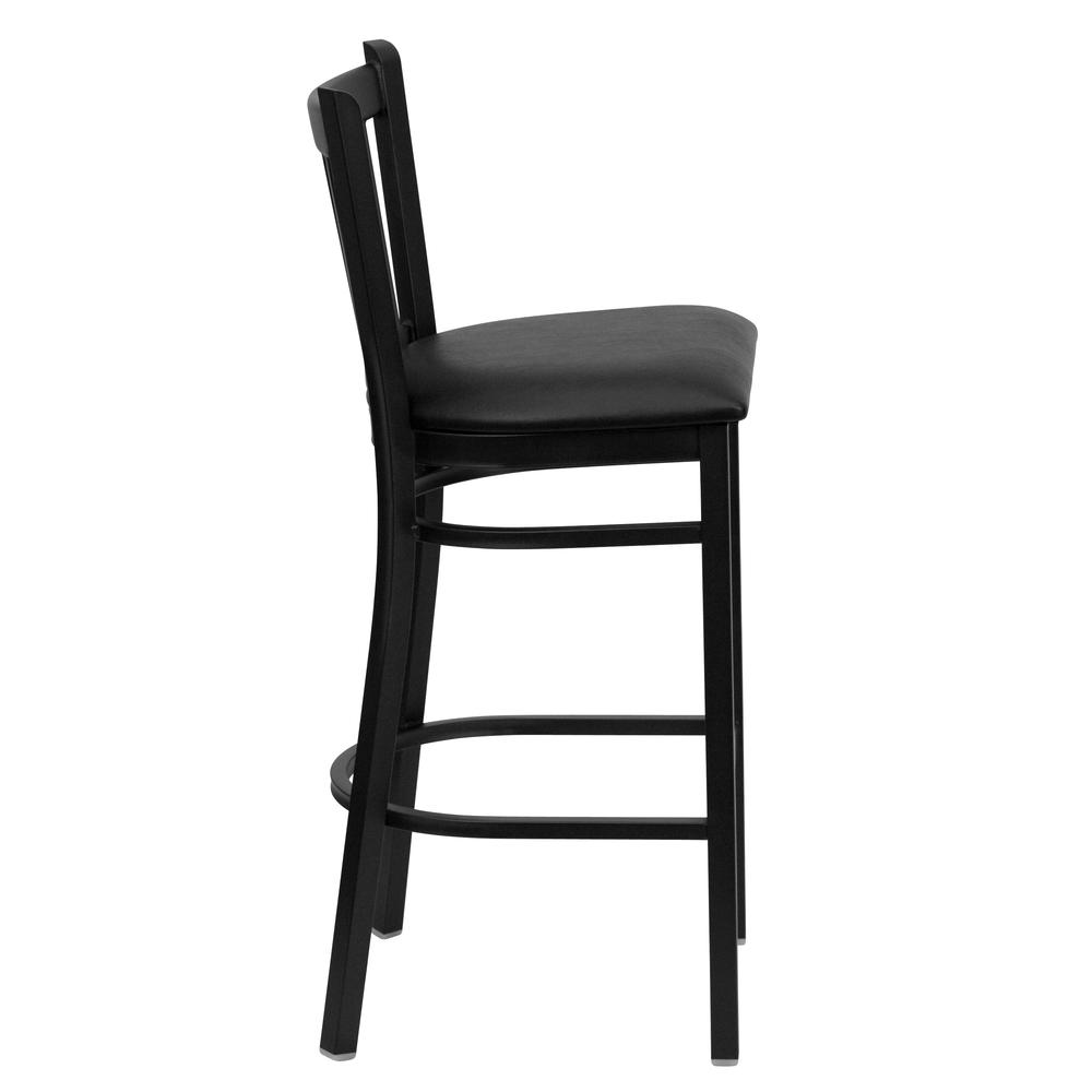 Hercules Series Black Vertical Back Metal Restaurant Barstool - Black Vinyl Seat By Flash Furniture | Bar Stools | Modishstore - 2