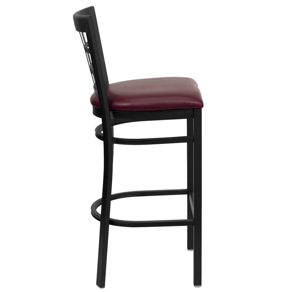 Hercules Series Black Window Back Metal Restaurant Barstool - Burgundy Vinyl Seat By Flash Furniture | Bar Stools | Modishstore - 2