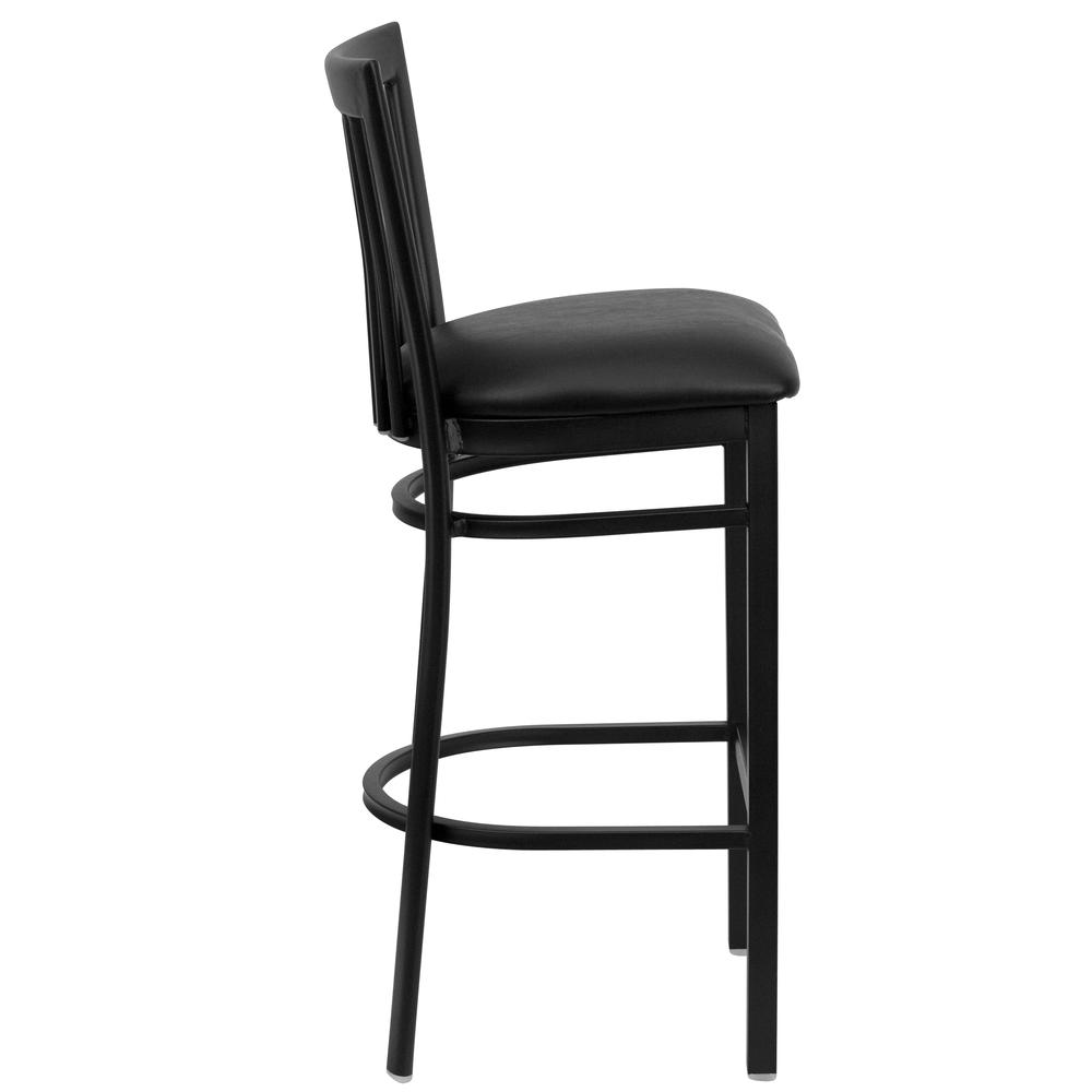 Hercules Series Black School House Back Metal Restaurant Barstool - Black Vinyl Seat By Flash Furniture | Bar Stools | Modishstore - 2