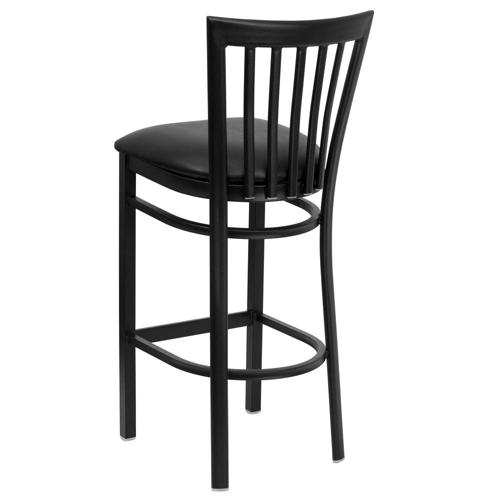 Hercules Series Black School House Back Metal Restaurant Barstool - Black Vinyl Seat By Flash Furniture | Bar Stools | Modishstore - 3