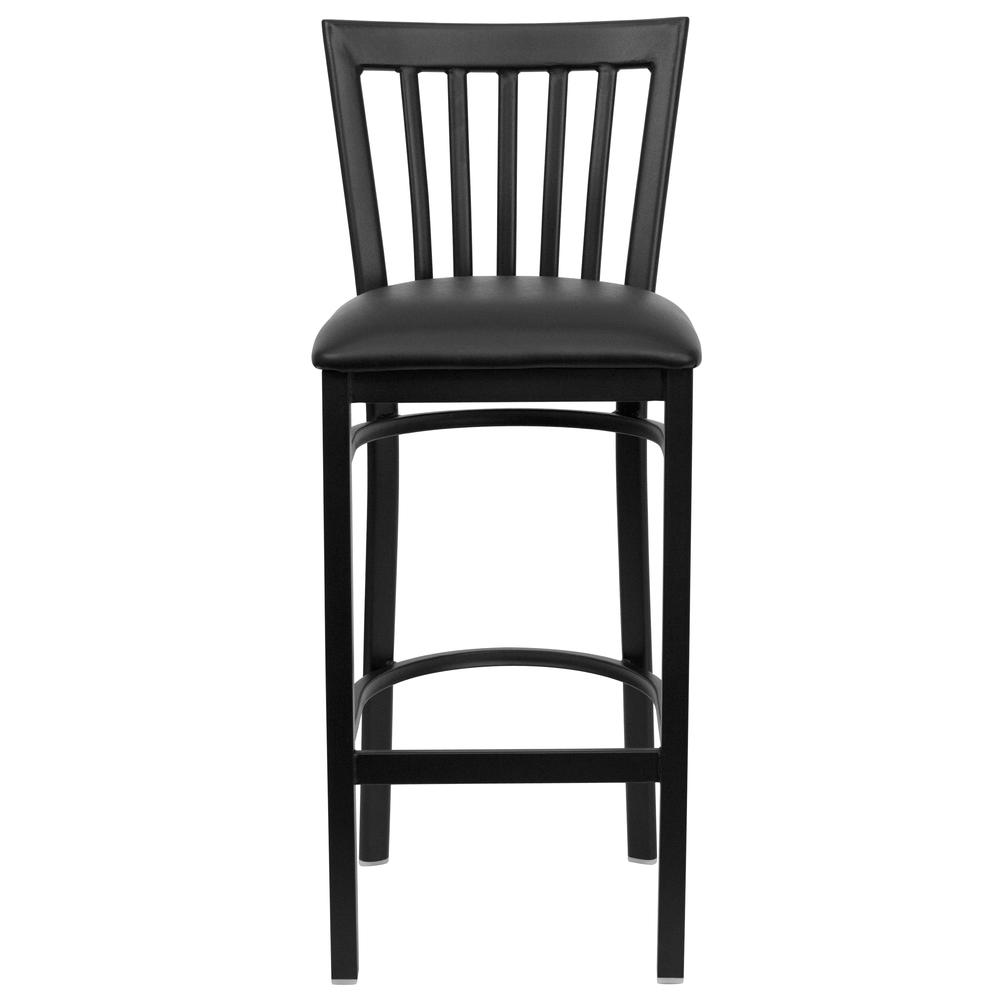 Hercules Series Black School House Back Metal Restaurant Barstool - Black Vinyl Seat By Flash Furniture | Bar Stools | Modishstore - 4