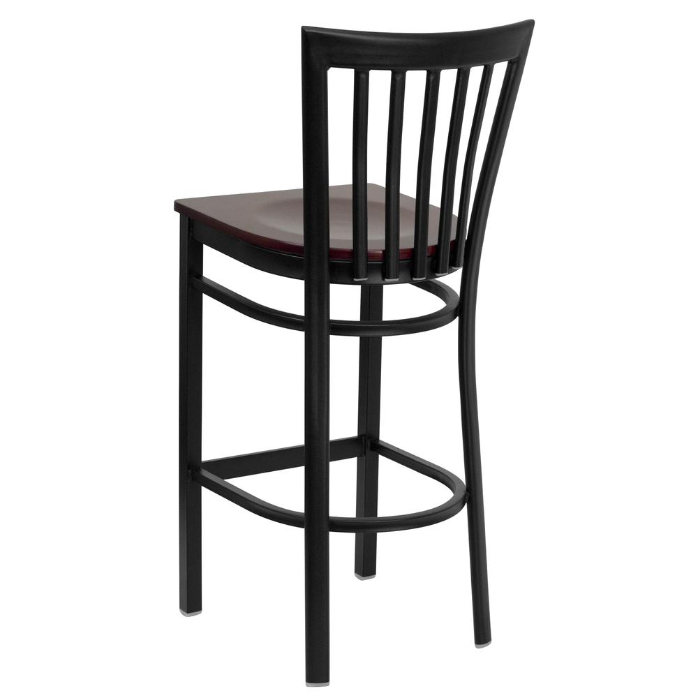 Hercules Series Black School House Back Metal Restaurant Barstool - Mahogany Wood Seat By Flash Furniture | Bar Stools | Modishstore - 3