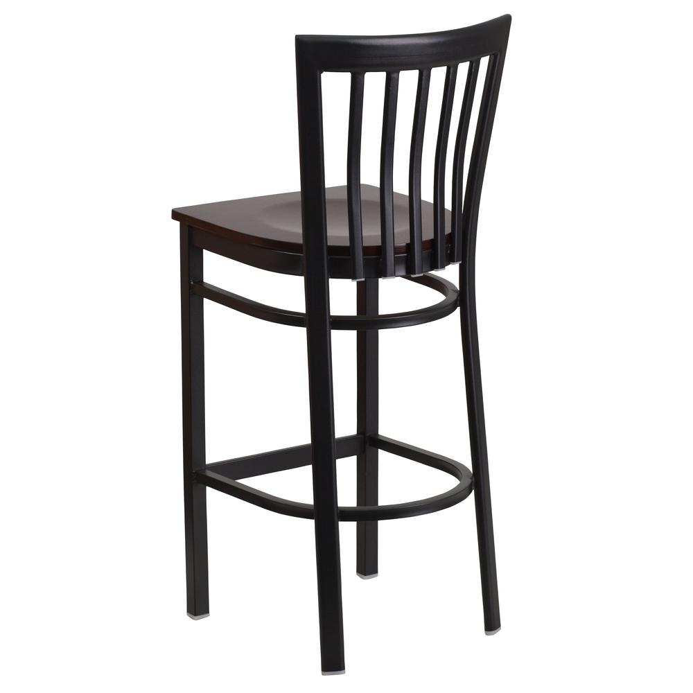 Hercules Series Black School House Back Metal Restaurant Barstool - Walnut Wood Seat By Flash Furniture | Bar Stools | Modishstore - 3