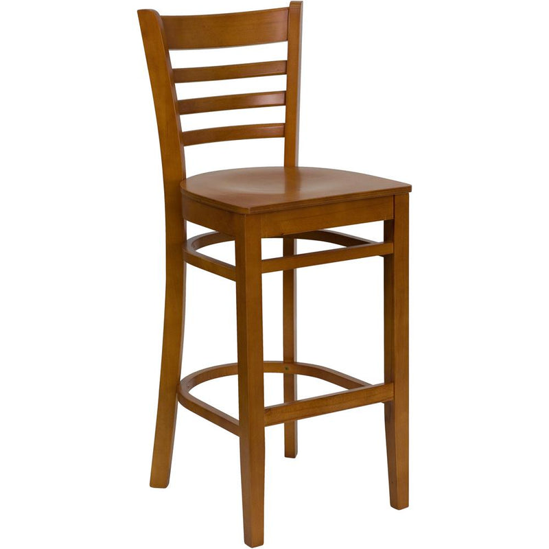 Hercules Series Ladder Back Cherry Wood Restaurant Barstool By Flash Furniture | Bar Stools | Modishstore - 1