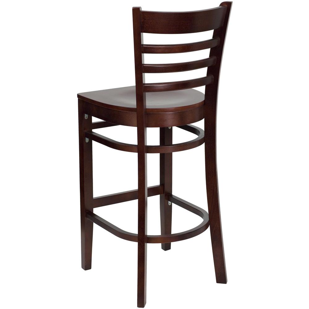 Hercules Series Ladder Back Mahogany Wood Restaurant Barstool By Flash Furniture | Bar Stools | Modishstore - 3