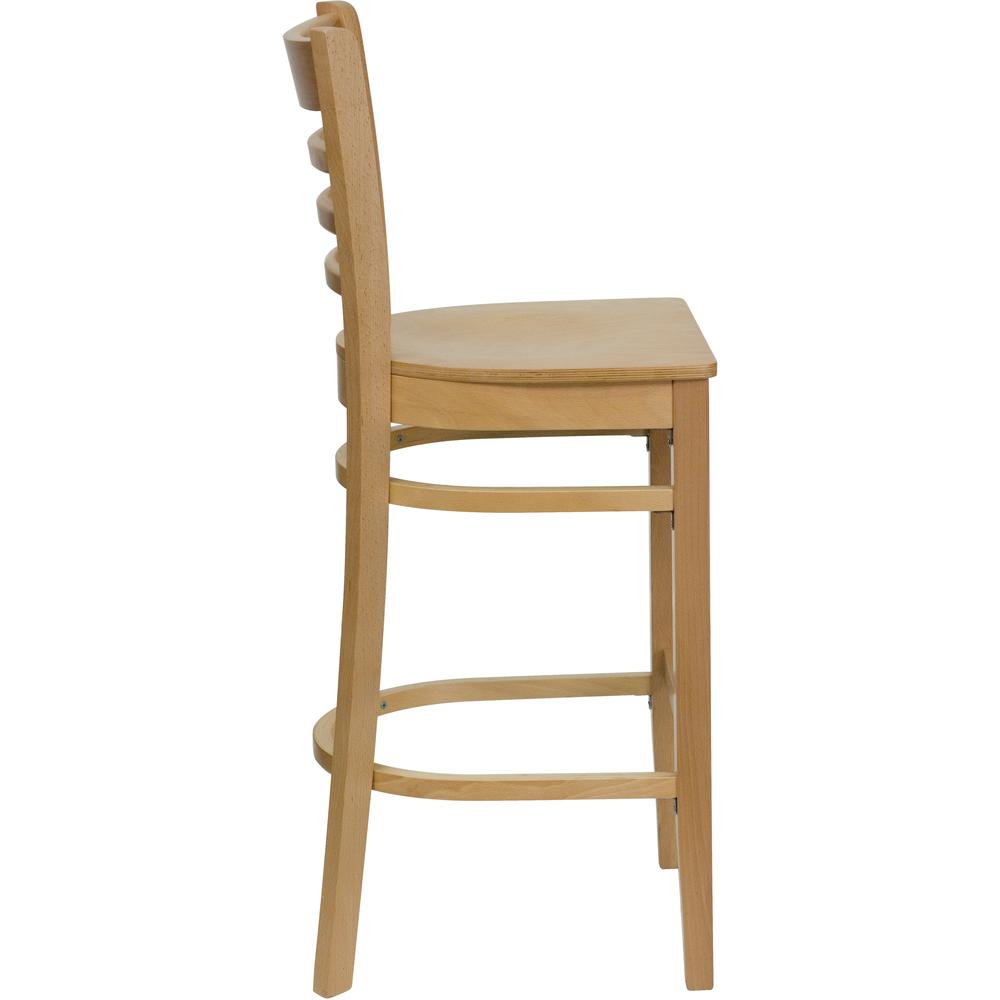 Hercules Series Ladder Back Natural Wood Restaurant Barstool By Flash Furniture | Bar Stools | Modishstore - 2