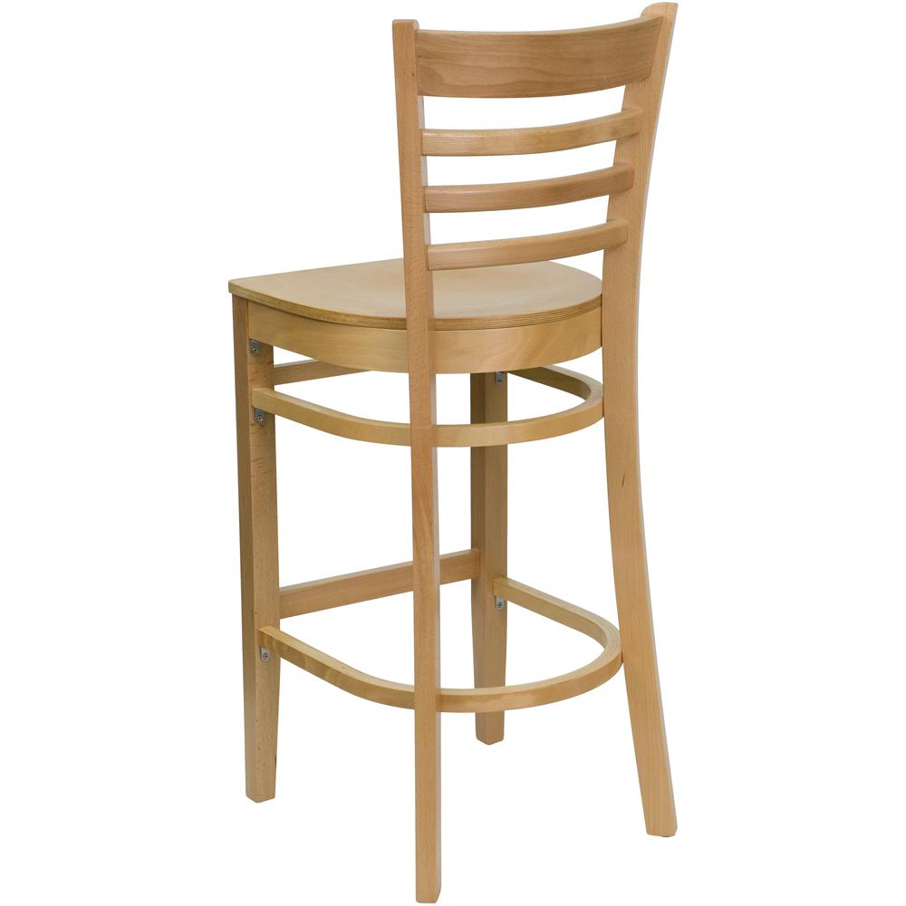 Hercules Series Ladder Back Natural Wood Restaurant Barstool By Flash Furniture | Bar Stools | Modishstore - 3