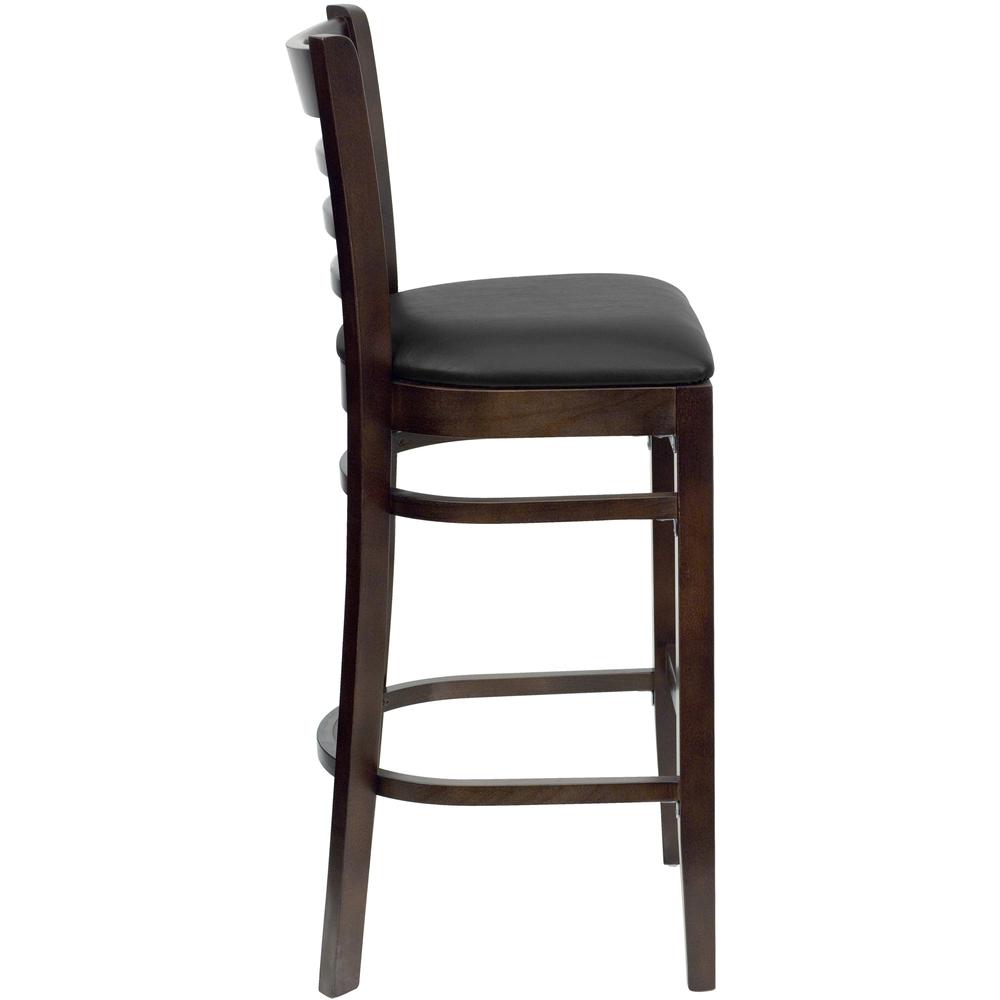 Hercules Series Ladder Back Walnut Wood Restaurant Barstool - Black Vinyl Seat By Flash Furniture | Bar Stools | Modishstore - 2