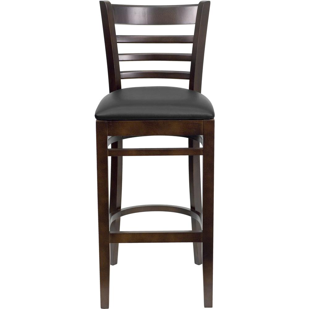 Hercules Series Ladder Back Walnut Wood Restaurant Barstool - Black Vinyl Seat By Flash Furniture | Bar Stools | Modishstore - 4