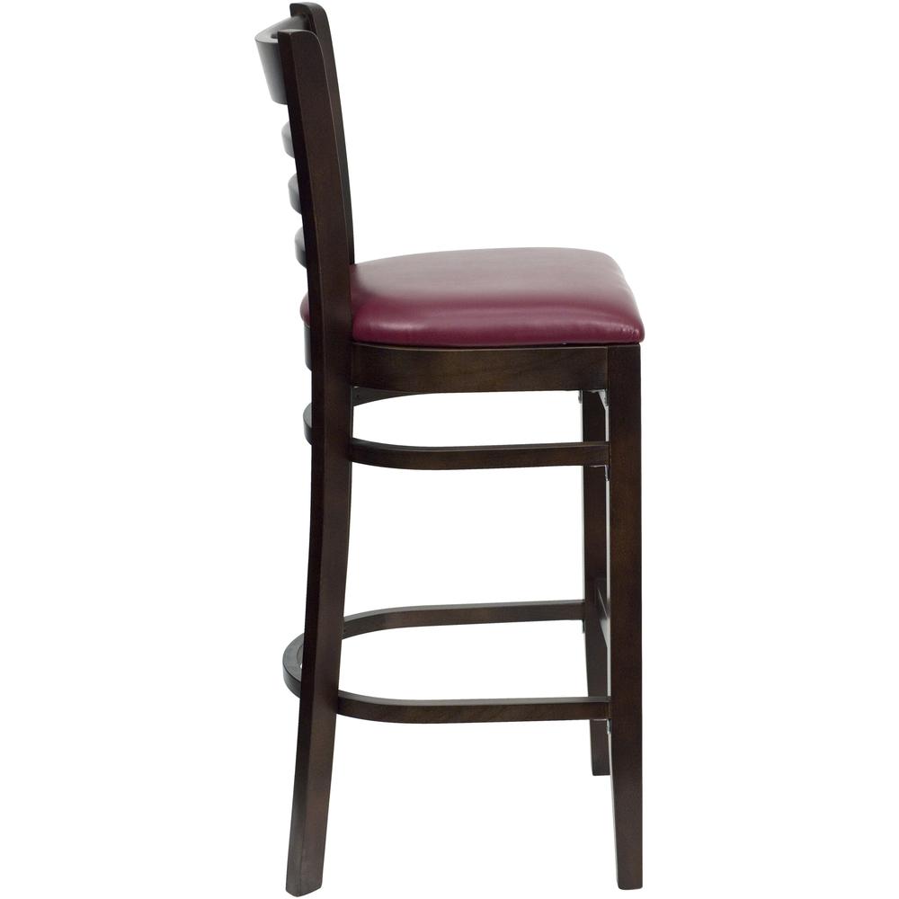 Hercules Series Ladder Back Walnut Wood Restaurant Barstool - Burgundy Vinyl Seat By Flash Furniture | Bar Stools | Modishstore - 2