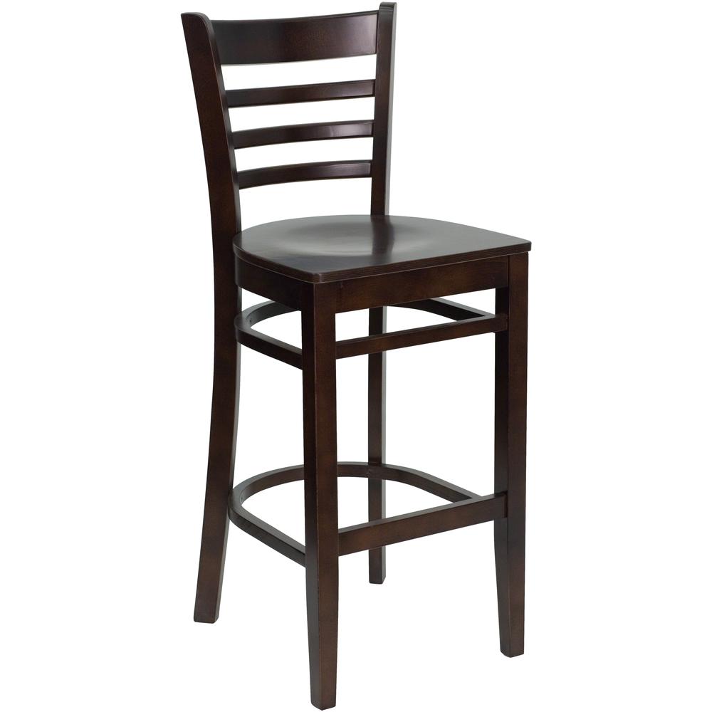 Hercules Series Ladder Back Walnut Wood Restaurant Barstool By Flash Furniture | Bar Stools | Modishstore - 1