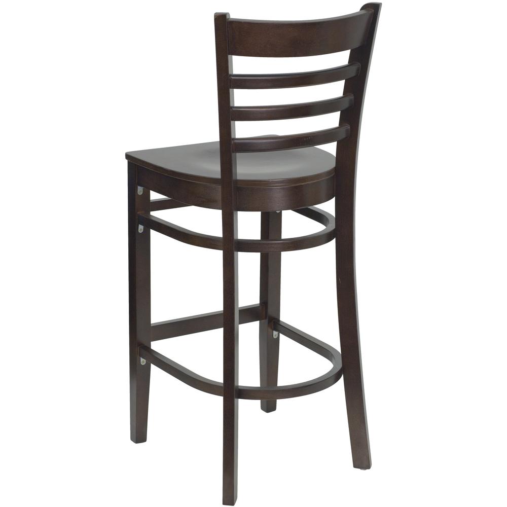 Hercules Series Ladder Back Walnut Wood Restaurant Barstool By Flash Furniture | Bar Stools | Modishstore - 3