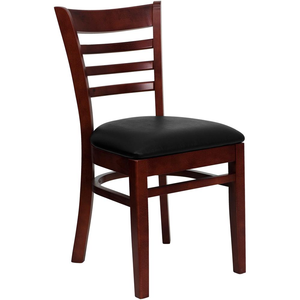 Hercules Series Ladder Back Mahogany Wood Restaurant Chair - Black Vinyl Seat By Flash Furniture | Dining Chairs | Modishstore - 1