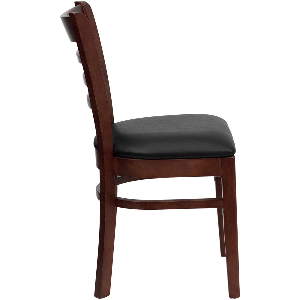 Hercules Series Ladder Back Mahogany Wood Restaurant Chair - Black Vinyl Seat By Flash Furniture | Dining Chairs | Modishstore - 2