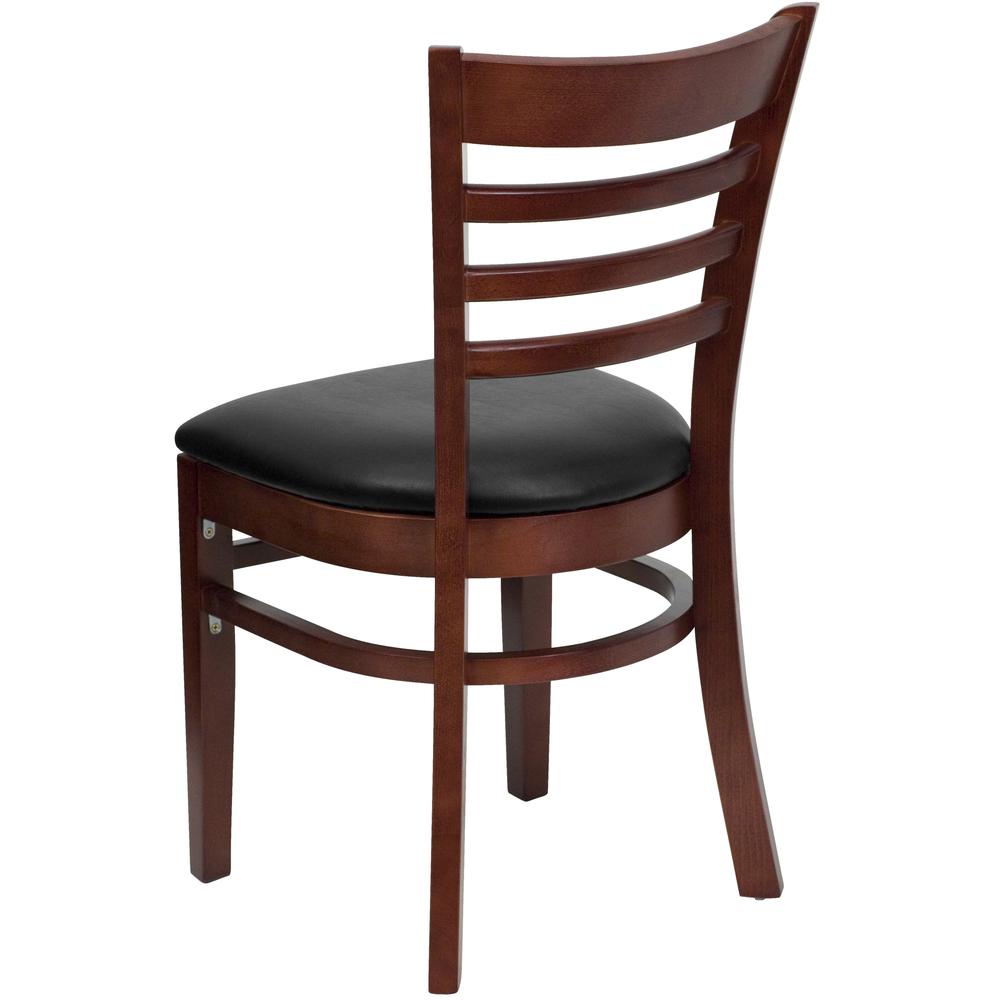 Hercules Series Ladder Back Mahogany Wood Restaurant Chair - Black Vinyl Seat By Flash Furniture | Dining Chairs | Modishstore - 3