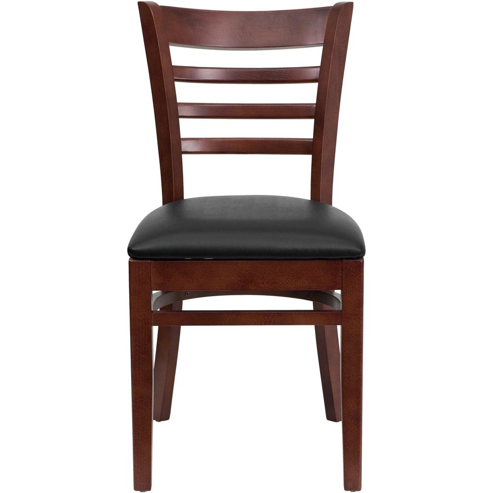 Hercules Series Ladder Back Mahogany Wood Restaurant Chair - Black Vinyl Seat By Flash Furniture | Dining Chairs | Modishstore - 4