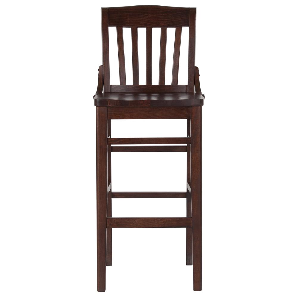 Hercules Series School House Back Walnut Wood Restaurant Barstool By Flash Furniture | Bar Stools | Modishstore - 4