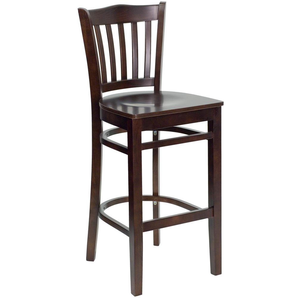 Hercules Series Vertical Slat Back Walnut Wood Restaurant Barstool By Flash Furniture | Bar Stools | Modishstore - 1