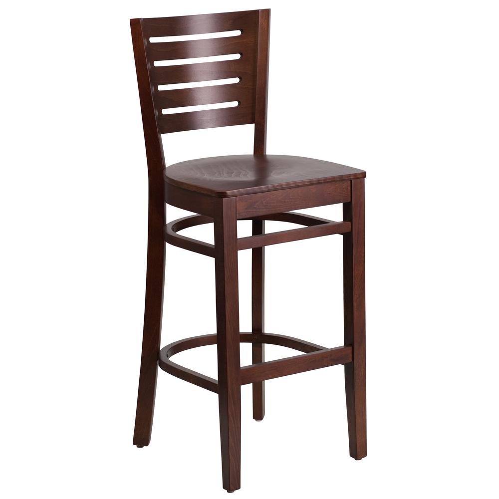 Darby Series Slat Back Walnut Wood Restaurant Barstool By Flash Furniture | Bar Stools | Modishstore - 1