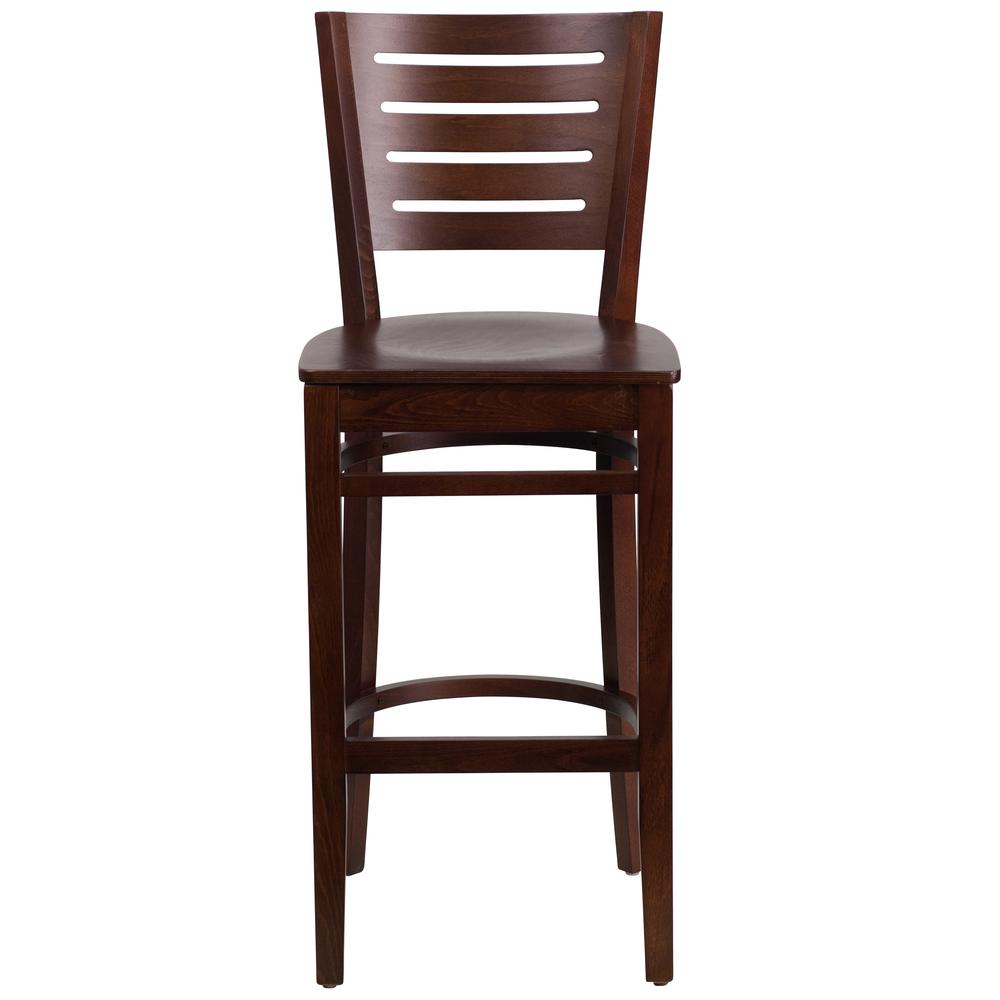 Darby Series Slat Back Walnut Wood Restaurant Barstool By Flash Furniture | Bar Stools | Modishstore - 4