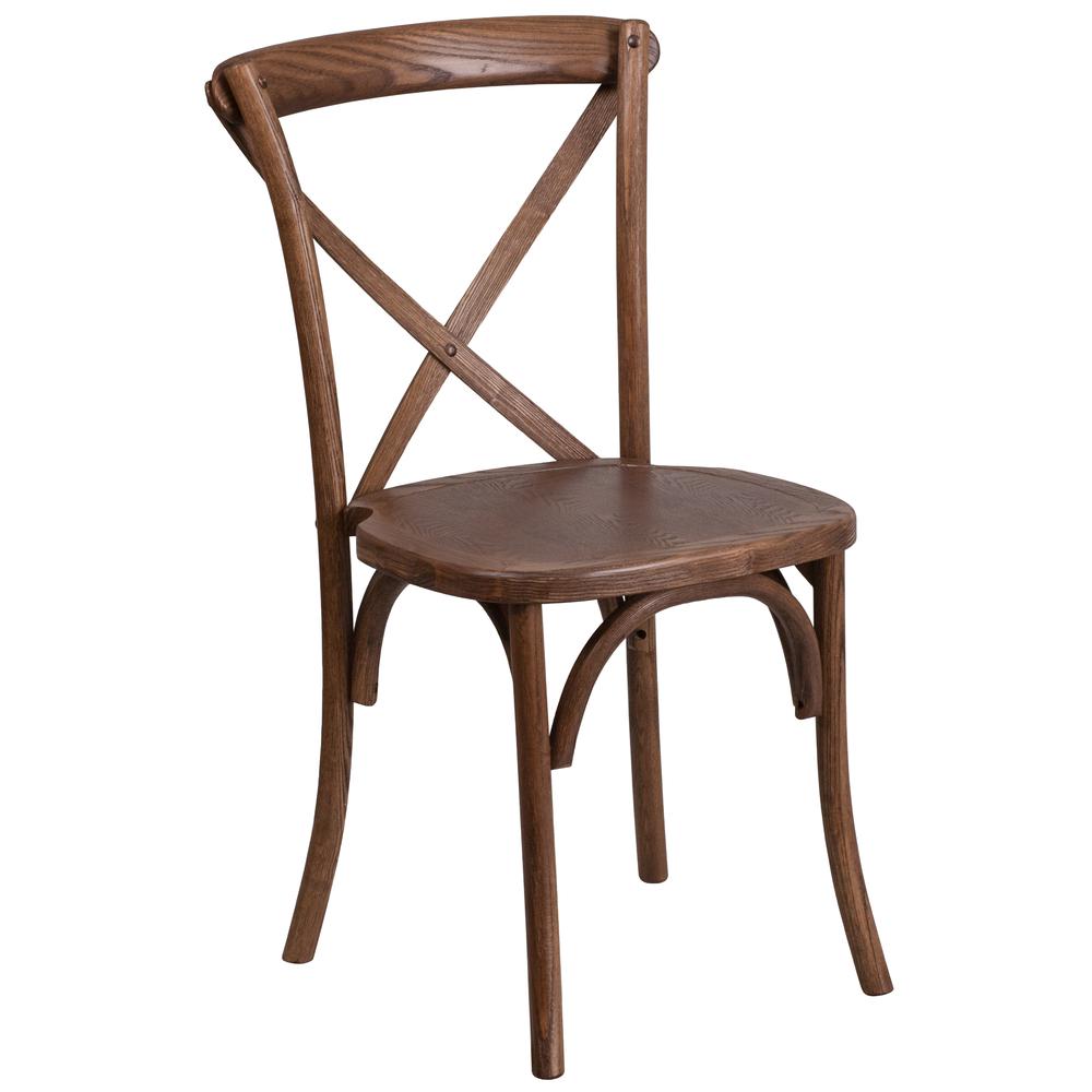 Hercules Series Stackable Pecan Wood Cross Back Chair By Flash Furniture | Dining Chairs | Modishstore - 1