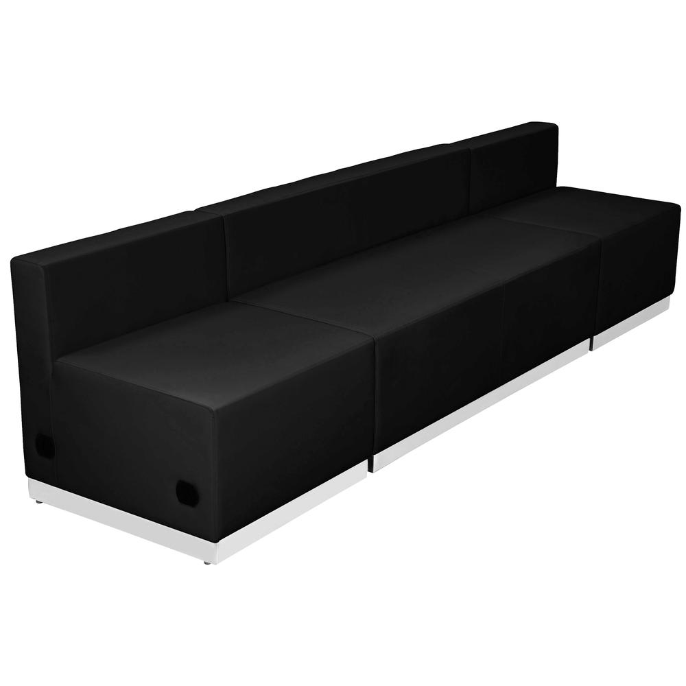 Hercules Alon Series Black Leathersoft Reception Configuration, 3 Pieces By Flash Furniture | Sofas | Modishstore - 1