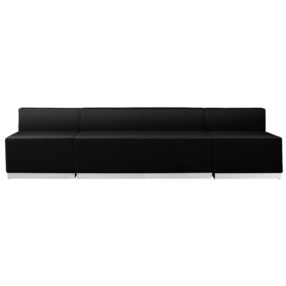 Hercules Alon Series Black Leathersoft Reception Configuration, 3 Pieces By Flash Furniture | Sofas | Modishstore - 3