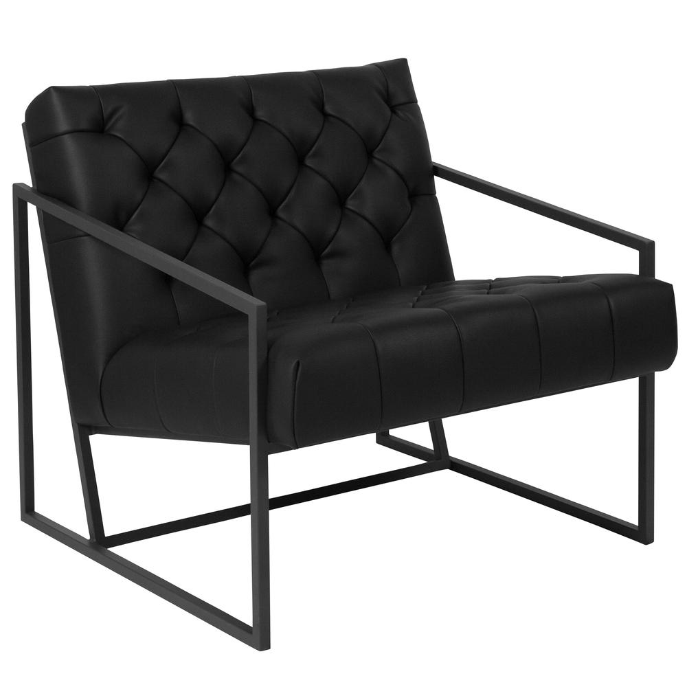 Hercules Madison Series Black Leathersoft Tufted Lounge Chair By Flash Furniture | Lounge Chairs | Modishstore - 1