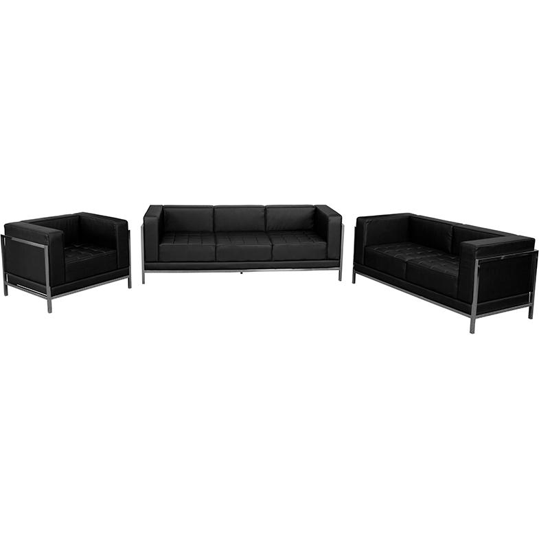 Hercules Imagination Series Black Leathersoft 3 Piece Sofa Set By Flash Furniture | Sofa Set | Modishstore - 2