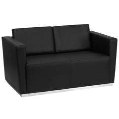 Hercules Trinity Series Contemporary Black Leathersoft Loveseat With Stainless Steel Base By Flash Furniture