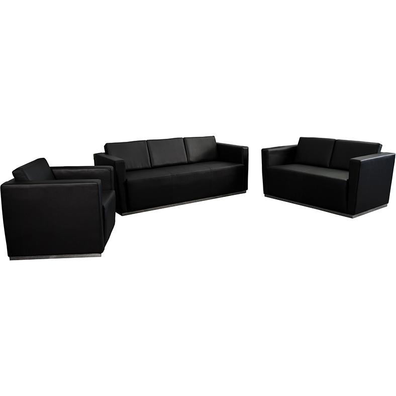 Hercules Trinity Series Reception Set In Black Leathersoft By Flash Furniture | Sofa Set | Modishstore - 2