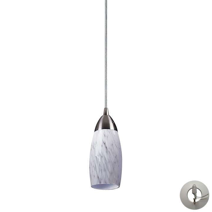 Milan 1-Light Mini Pendant in Satin Nickel with Snow White Glass - Includes Adapter Kit | Pendant Lamps | Modishstore