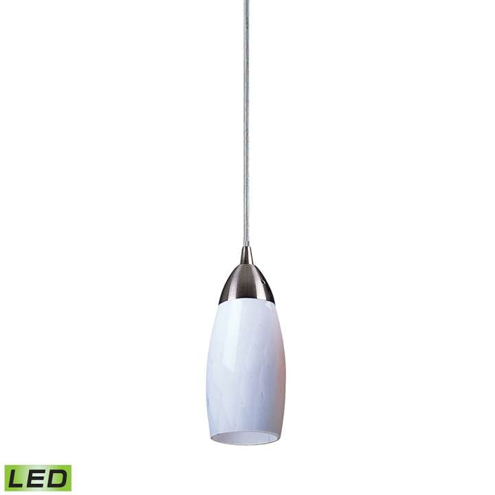 Milan 1-Light Mini Pendant in Satin Nickel with Simple White Glass - Includes LED Bulb | Pendant Lamps | Modishstore