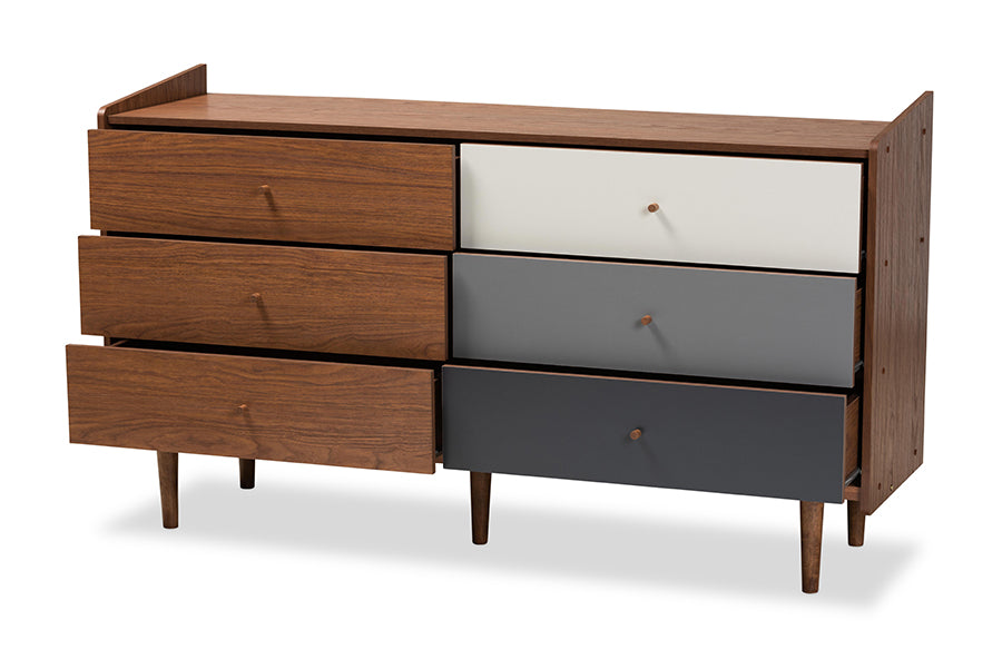 Baxton Studio Halden Mid Century Modern Multicolor Walnut Brown