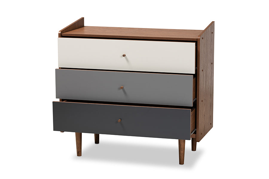 Baxton Studio Halden Mid Century Modern Multicolor Walnut Brown