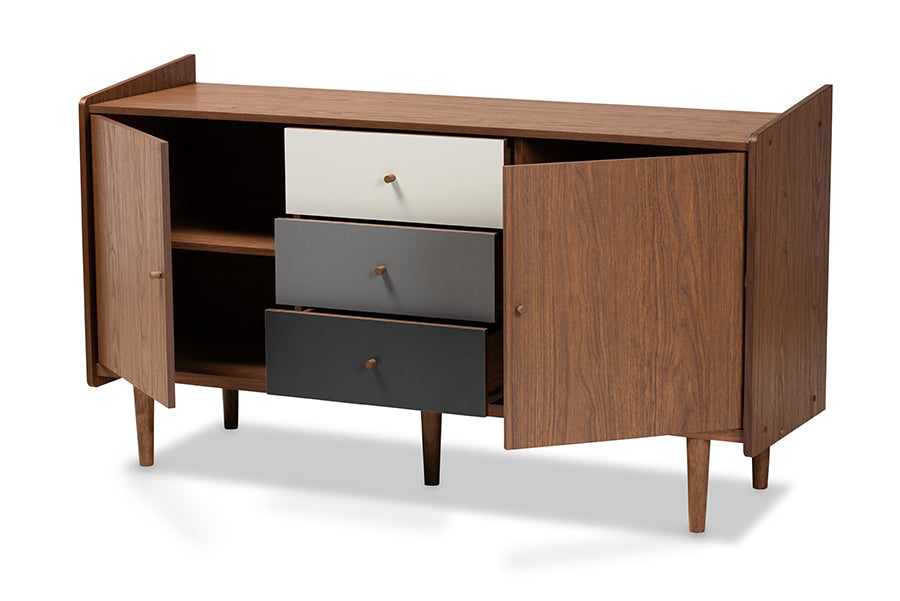 Baxton Studio Halden Mid Century Modern Multicolor Walnut Brown