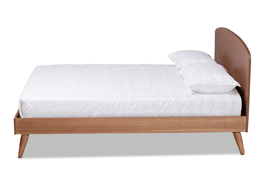 Baxton Studio Keagan Mid-Century Modern Transitional Walnut Brown Finished Wood Full Size Platform Bed | Beds | Modishstore - 3