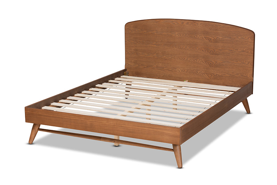 Baxton Studio Keagan Mid-Century Modern Transitional Walnut Brown Finished Wood Full Size Platform Bed | Beds | Modishstore - 7