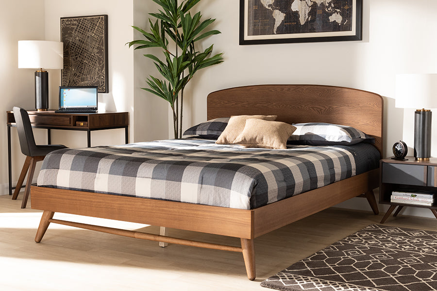 Baxton Studio Keagan Mid-Century Modern Transitional Walnut Brown Finished Wood Full Size Platform Bed | Beds | Modishstore - 2