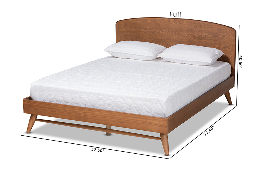 Baxton Studio Keagan Mid-Century Modern Transitional Walnut Brown Finished Wood Full Size Platform Bed | Beds | Modishstore - 6