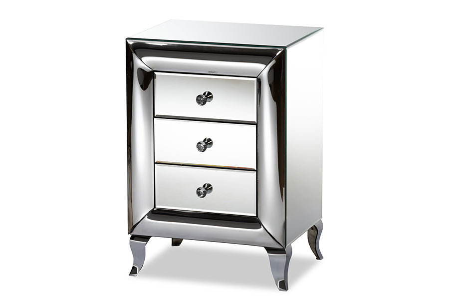 Baxton Studio Pauline Contemporary Glam and Luxe Mirrored 3 Drawer