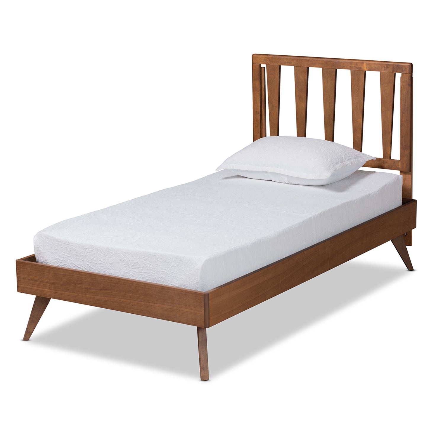 Baxton Studio Michi Modern and Contemporary Ash Walnut Finished Wood Twin Size Bed | Beds | Modishstore - 2