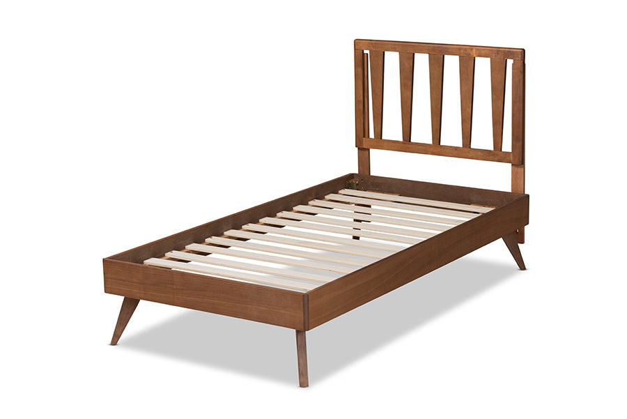 Baxton Studio Michi Modern and Contemporary Ash Walnut Finished Wood Twin Size Bed | Beds | Modishstore - 7