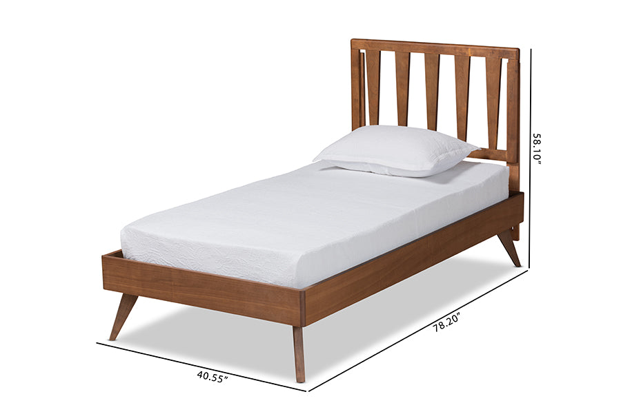 Baxton Studio Michi Modern and Contemporary Ash Walnut Finished Wood Twin Size Bed | Beds | Modishstore - 6